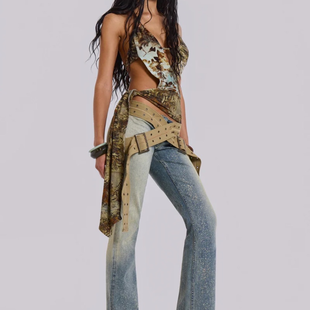 Jaded London Denim Jeans with Tan Belt